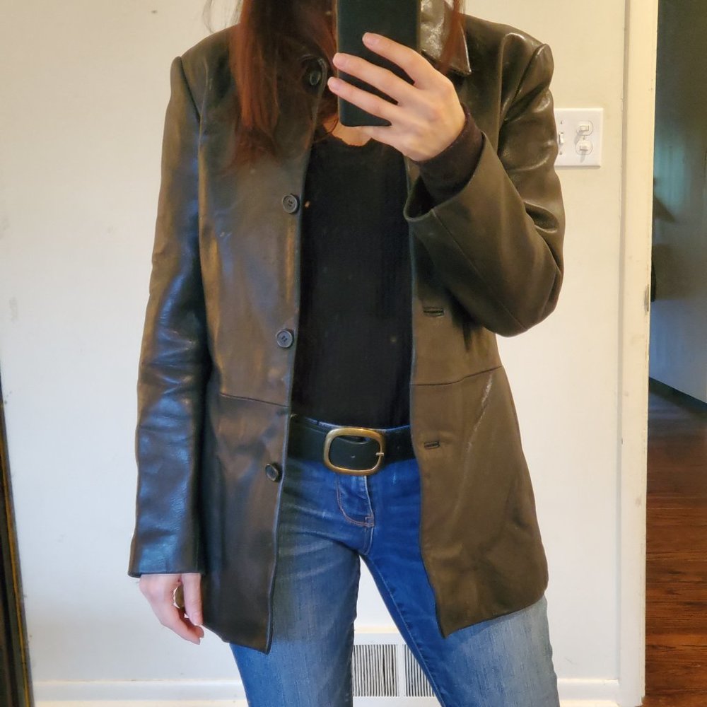 Jones New York Black Genuine Leather Jacket